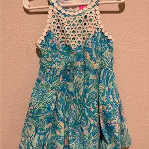 Lilly Pulitzer Blue and White Dress with Crochet Accents